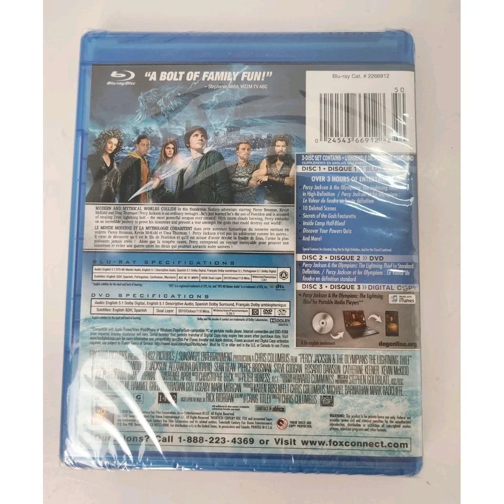 Percy Jackson the Olympians: The Lightning Thief Blu-ray/DVD, 2010, 3-Disc - Picture 2 of 6